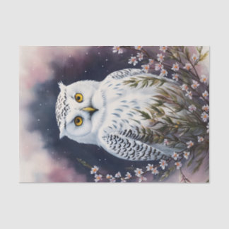 White Owl Floral Night Portrait Tissue Paper