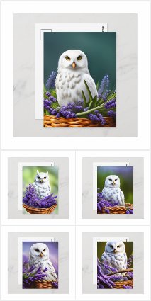 White Owl in Lavender, Postcrossing Postcards