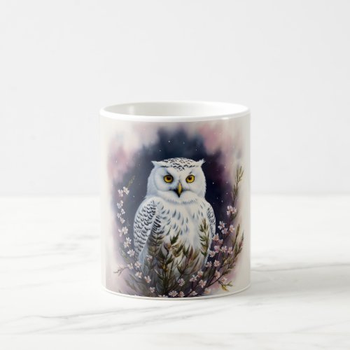 White Owl Night Portrait Art Coffee Mug