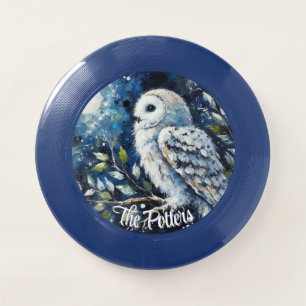 White Owl On Branch in Moonlight Personalized Wham-O Frisbee
