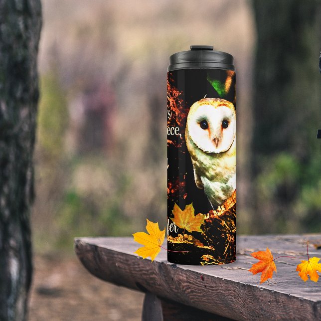 White Owl On Dark Tree Autumn Inspirational Thermal Tumbler (Creator Uploaded)
