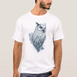 White Owl Watercolor Painting T-Shirt