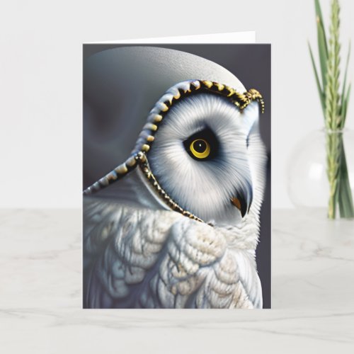 White Owl with Gold Details Ai Art Card