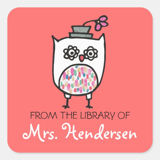 White Owl with Hat Bookplates (Front)