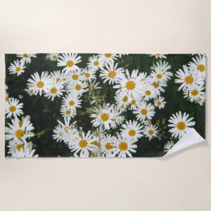 White Oxeye Daisy, Moon Daisy Meadow Beach Towel