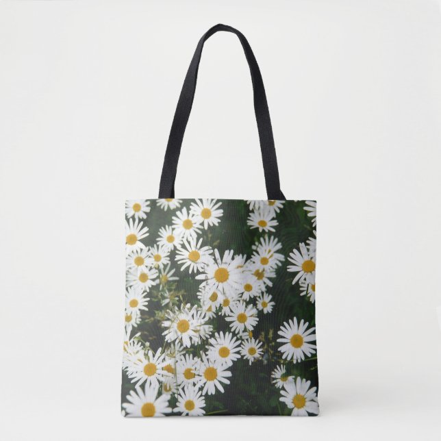 White Oxeye Daisy, Moon Daisy Meadow Tote Bag (Front)