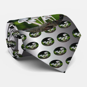 White Oyster Autumn Mushrooms Neck Tie