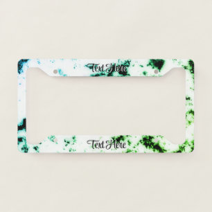 White P Black Marble Paint Splash Personalized License Plate Frame