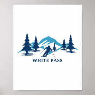 White P Washington Ski Resort Skiing Skier  Poster