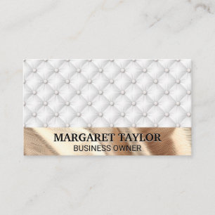 White Padding Gold Fabric Business Card