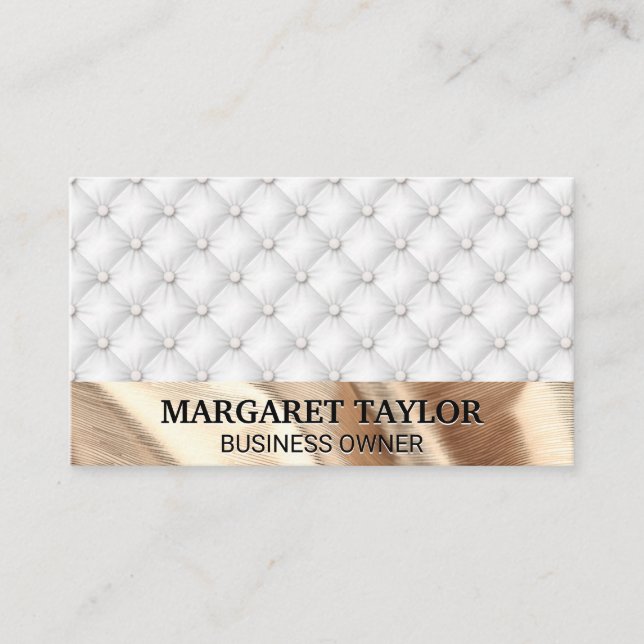 White Padding | Gold Fabric Business Card (Front)