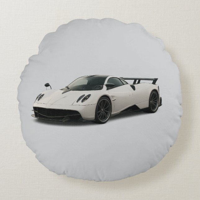 White pagani design on pillow (Front)