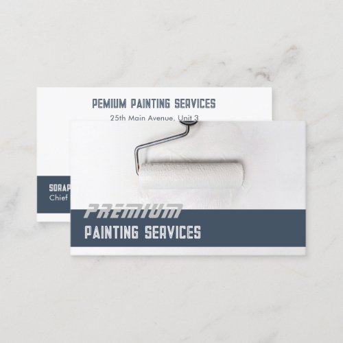 White Paint Roller Paint Services Blue Strip Business Card