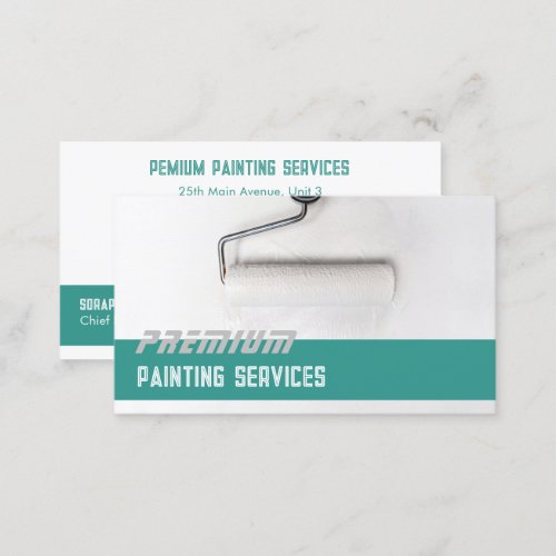 White Paint Roller Paint Services Green Strip Business Card