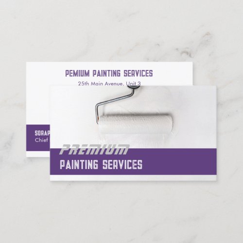 White Paint Roller Paint Services Purple Strip Business Card
