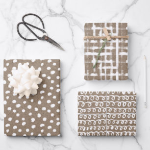 White Paint Rustic Kraft Simple Elegant Christmas Wrapping Paper Sheets