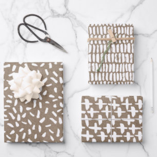 White Paint Rustic Kraft Simple Elegant Christmas Wrapping Paper Sheets