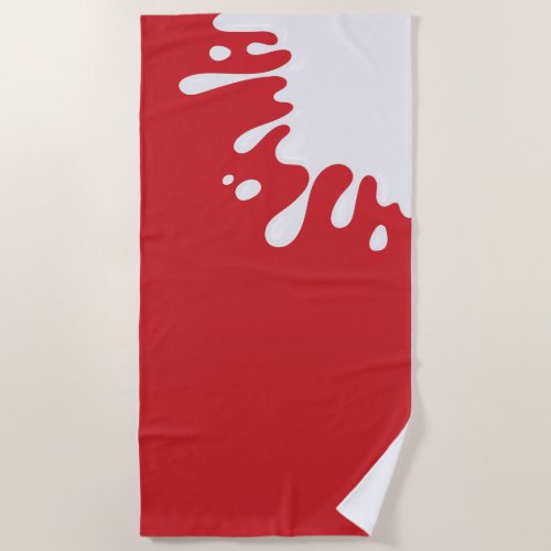 White Paint Splash Cardinal Red Beach Towel