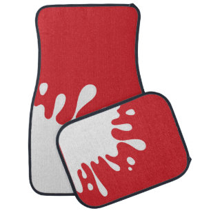 White Paint Splash Cardinal Red Car Floor Mat
