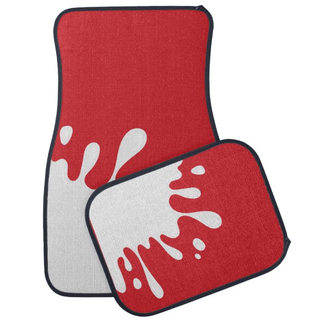 White Paint Splash Cardinal Red Car Floor Mat (Set)