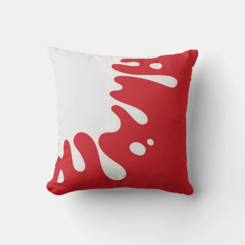 White Paint Splash Cardinal Red Throw Pillow