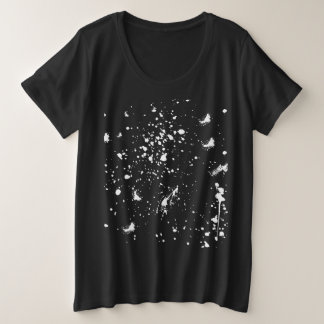 White Paint Splash Graphic Stain White Ink Splat Plus Size T-Shirt