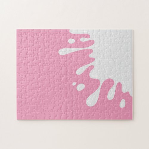 White Paint Splash on Amaranth Pink Serious Jigsaw Puzzle