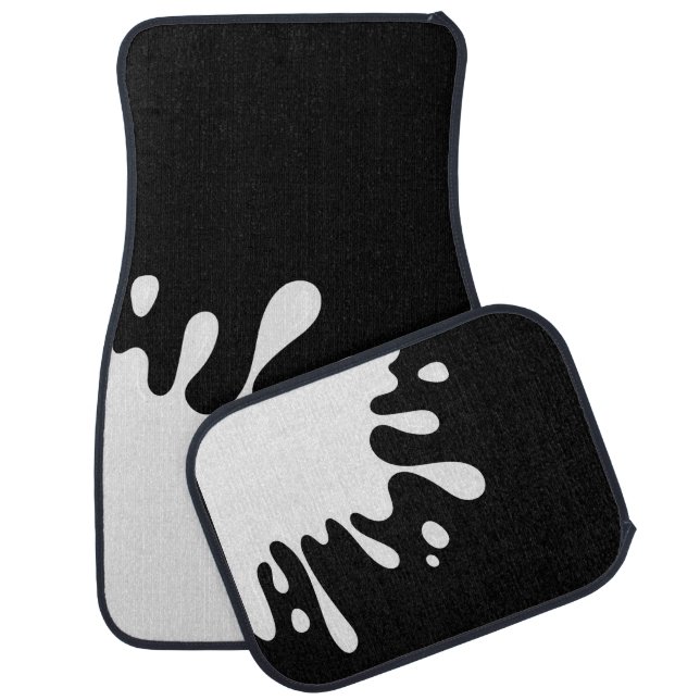 White Paint Splash on Black Car Floor Mat (Set)