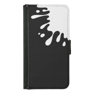 White Paint Splash on Black Samsung Galaxy S5 Wallet Case