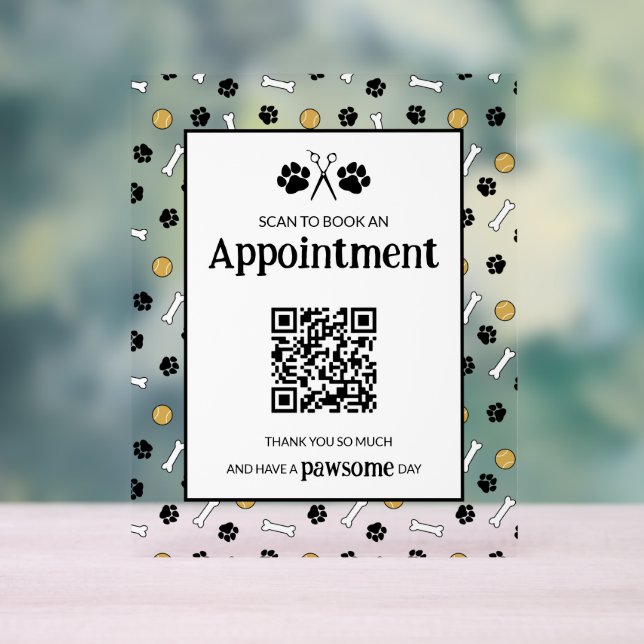 White Paint Your Logo Appointment Booking QR Code Acrylic Sign (Neutral)