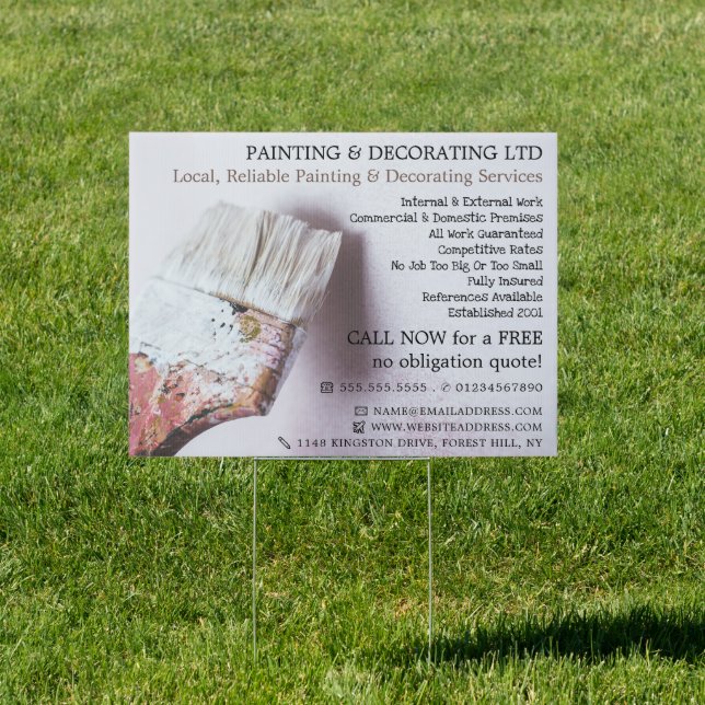 White Paintbrush, Painter & Decorator Advertising Sign (Insitu)