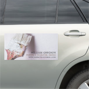 White Paintbrush, Painter & Decorator Car Magnet