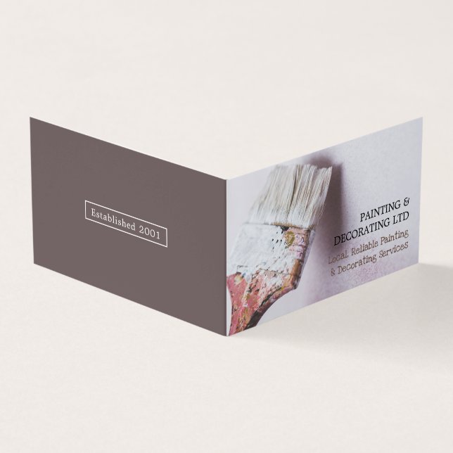 White Paintbrush, Painter & Decorator Photo Business Card (Outside)