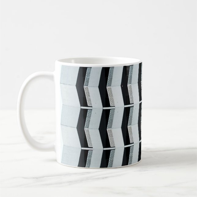 White painted building coffee mug (Left)