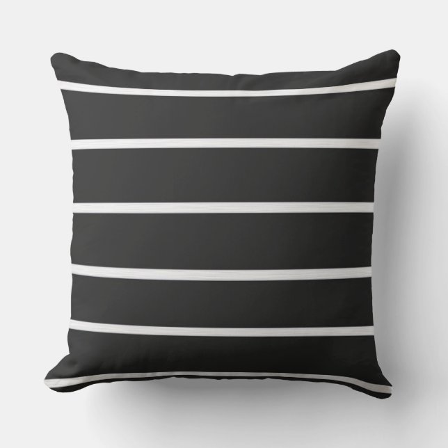 White painted stripes on black outdoor pillow (Front)