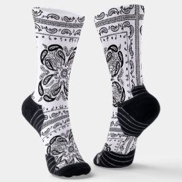 White Paisley Bandana Print  Socks