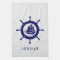 White Paisley Damasks & Blue Nautical Boat Wheel