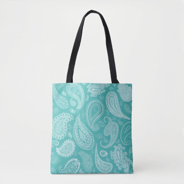 White Paisley Designer Tote Bag by Julie Everhart (Front)