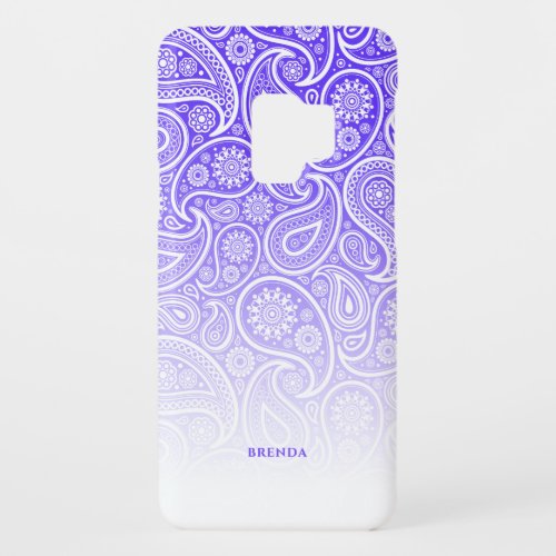 White paisley on blue and white ombre Case_Mate samsung galaxy s9 case