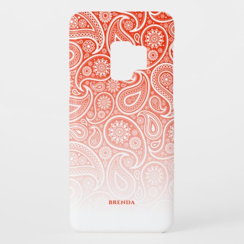 White paisley on coral_red and white ombre Case_Mate samsung galaxy s9 case