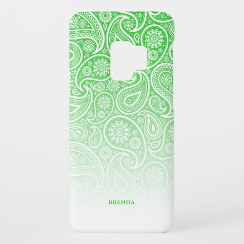 White paisley on green and white ombre Case_Mate samsung galaxy s9 case