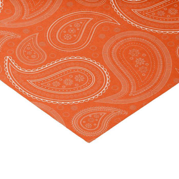 Paisley White on Bright Orange Tissue Paper