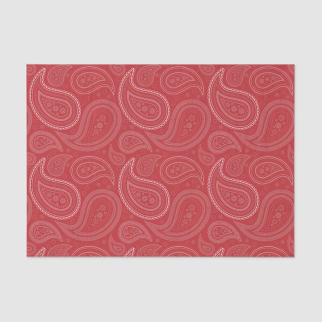White Paisley Pattern on Dark Red Tissue Paper (Front)