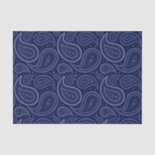 White Paisley Pattern on Navy Blue Tissue Paper