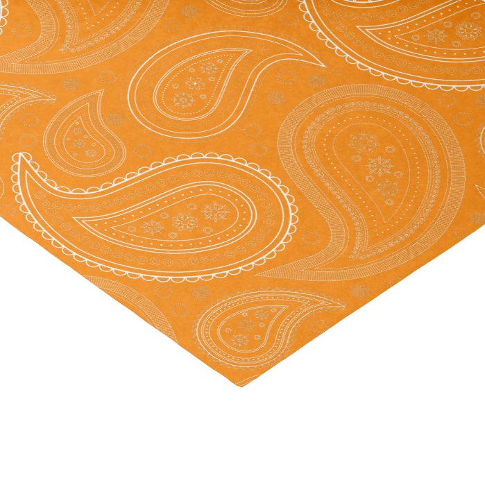 Paisley White on Orange Tissue Paper