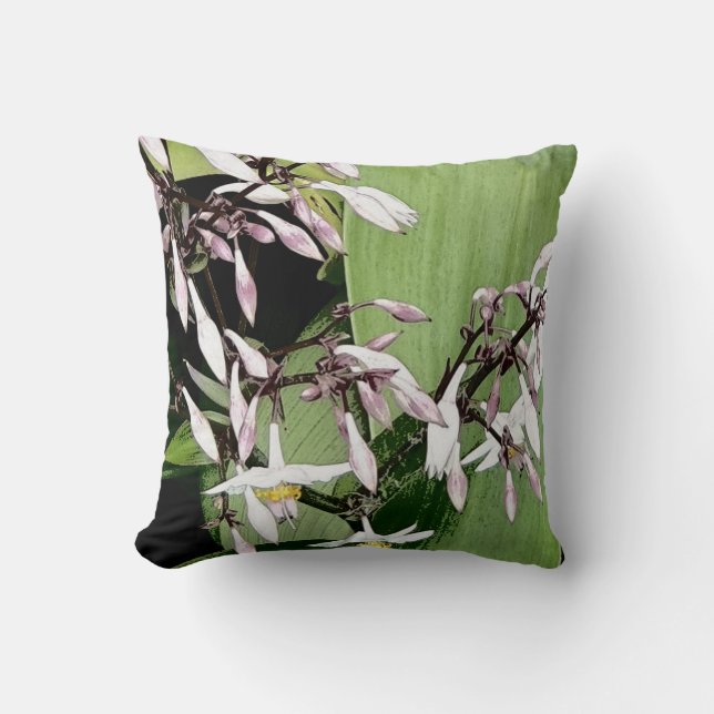 white & pale pink flower throw pillow (Front)