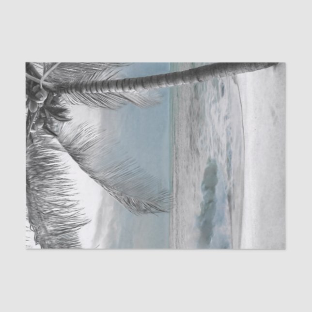 White Palm Coconut Tree Beach Elegant Wedding Tissue Paper (Front)