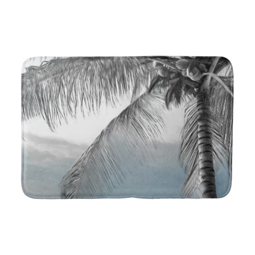 White Palm Coconut Tree Elegant Beach Paradise Bath Mat
