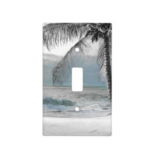 White Palm Coconut Tree Elegant Beach Paradise Light Switch Cover