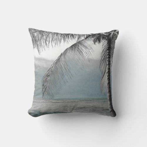 White Palm Coconut Tree Elegant Beach Paradise Throw Pillow